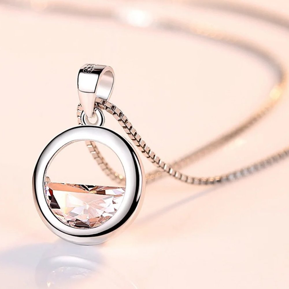 ⭐4pc Bundle Sale⭐ Half Full Diamond Circle Pendant, Earring & 18" Chain - Picture 3 of 7